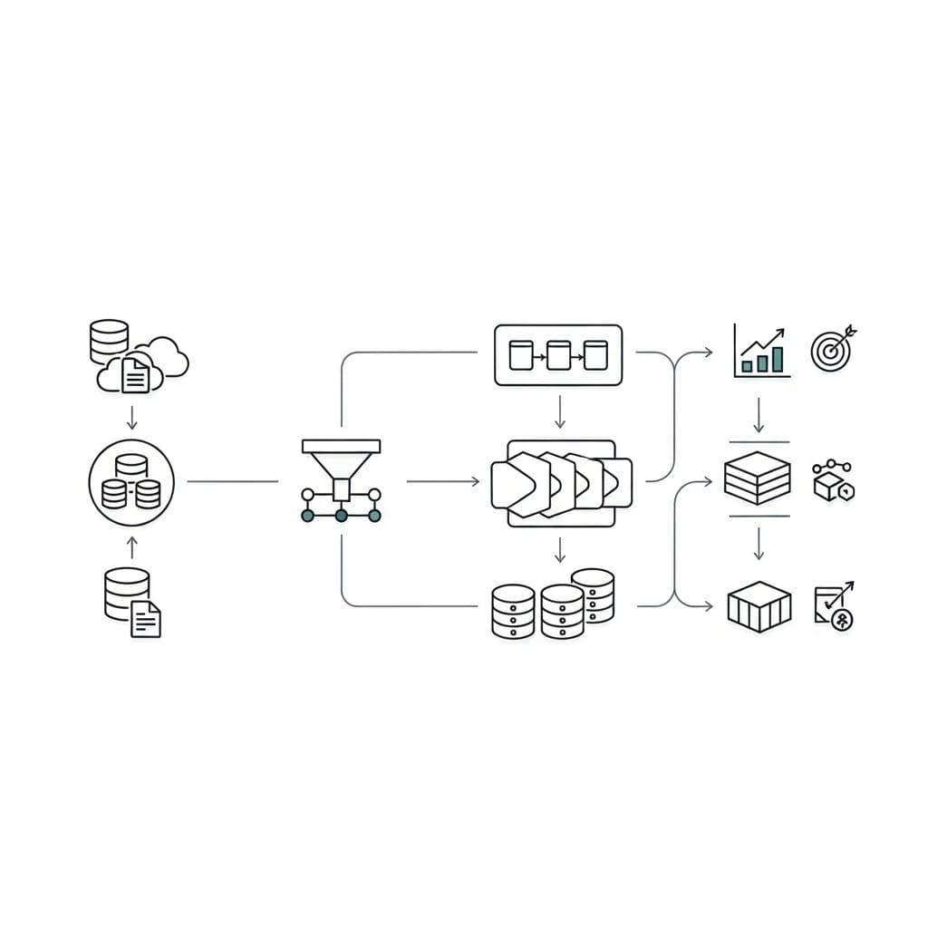 Flowchart showing data engineering pipeline aligned with business KPIs.