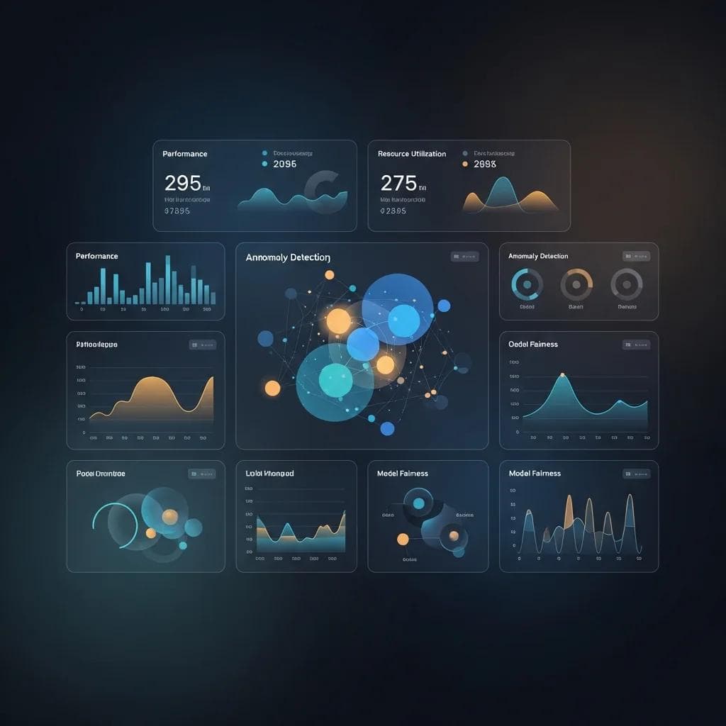 Dashboard showing comprehensive AI system observability metrics.