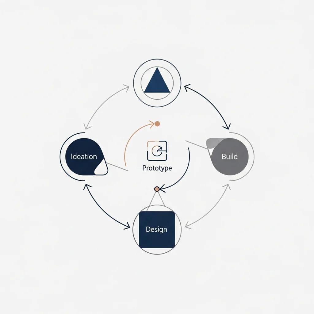 Diagram showing the agile prototyping cycle with iterative feedback loops.