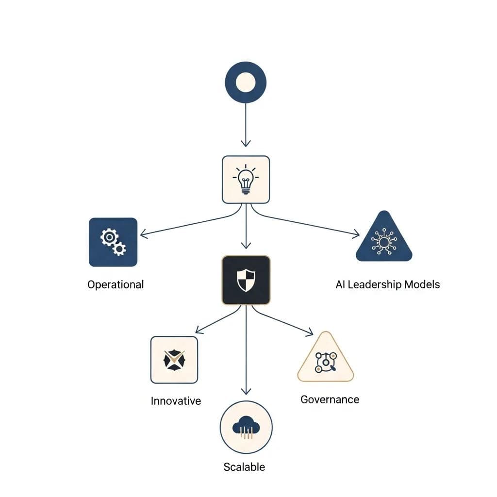 A decision tree flowchart for AI leadership model selection.